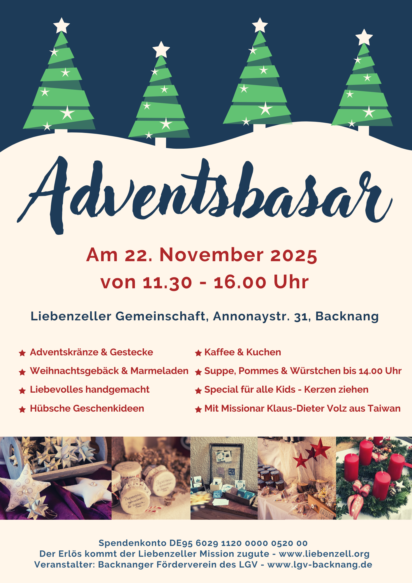 Adventsbasar am 22.11.2025 von 11.30 bis 16 Uhr